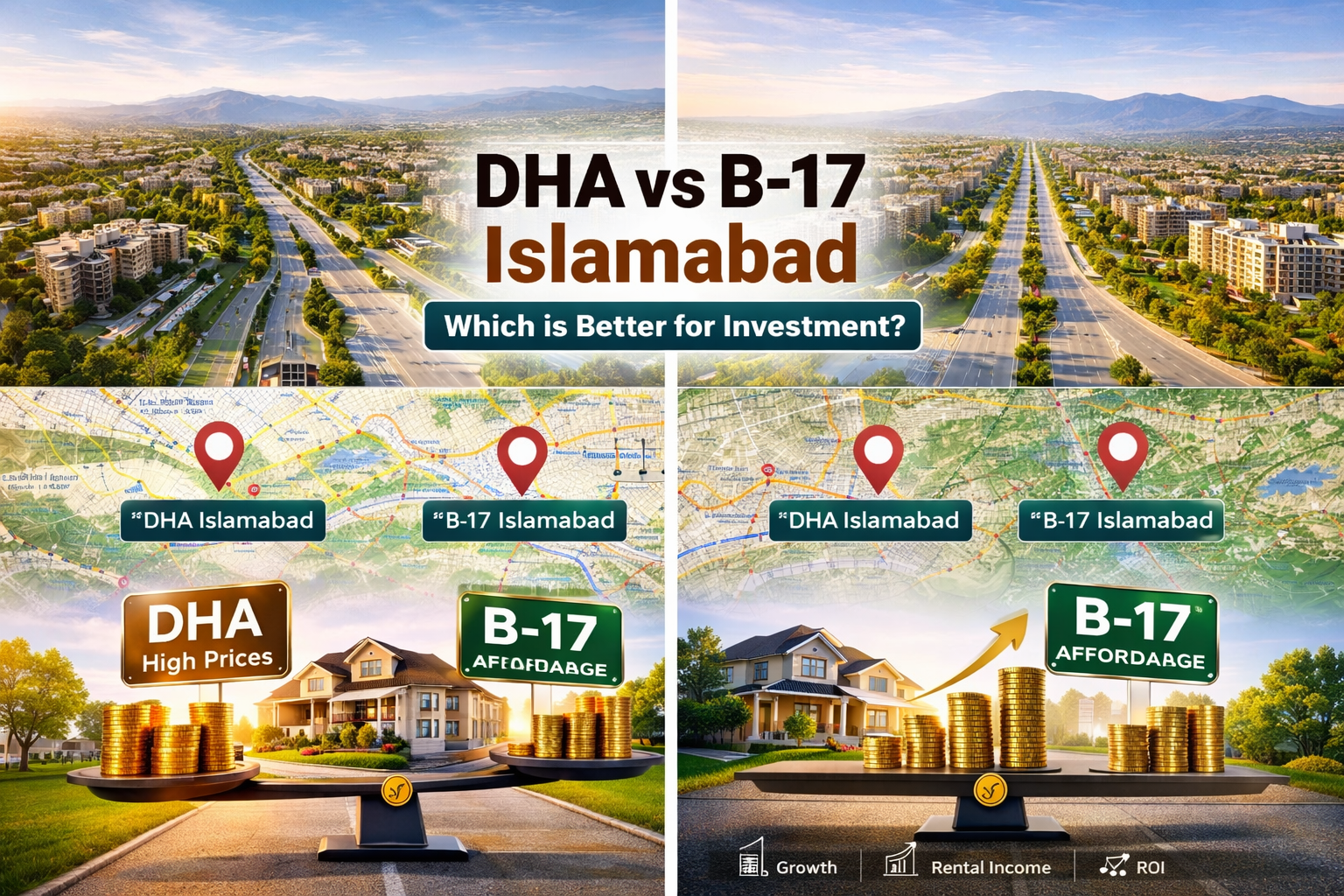 DHA vs B-17 Islamabad comparison for real estate investment