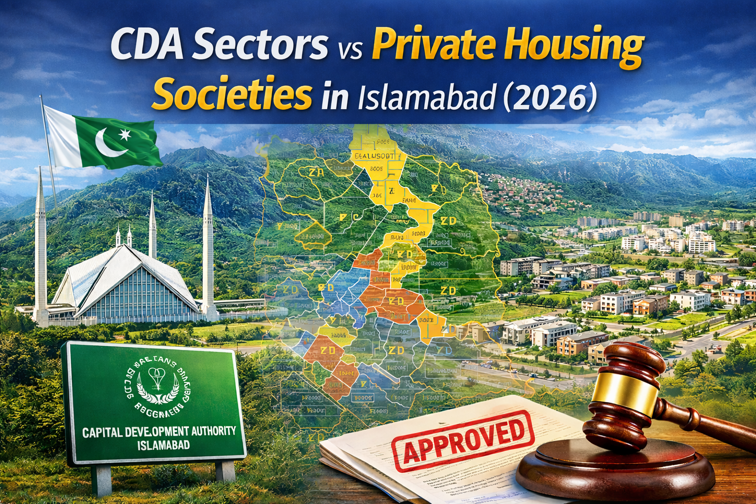 “CDA sectors vs private housing societies in Islamabad 2026 comparison for property investment”
