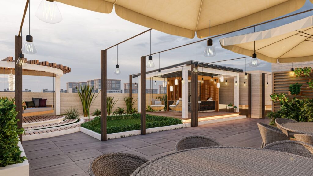 Manal Arcade commercial building illuminated at B-17 Markaz Islamabad