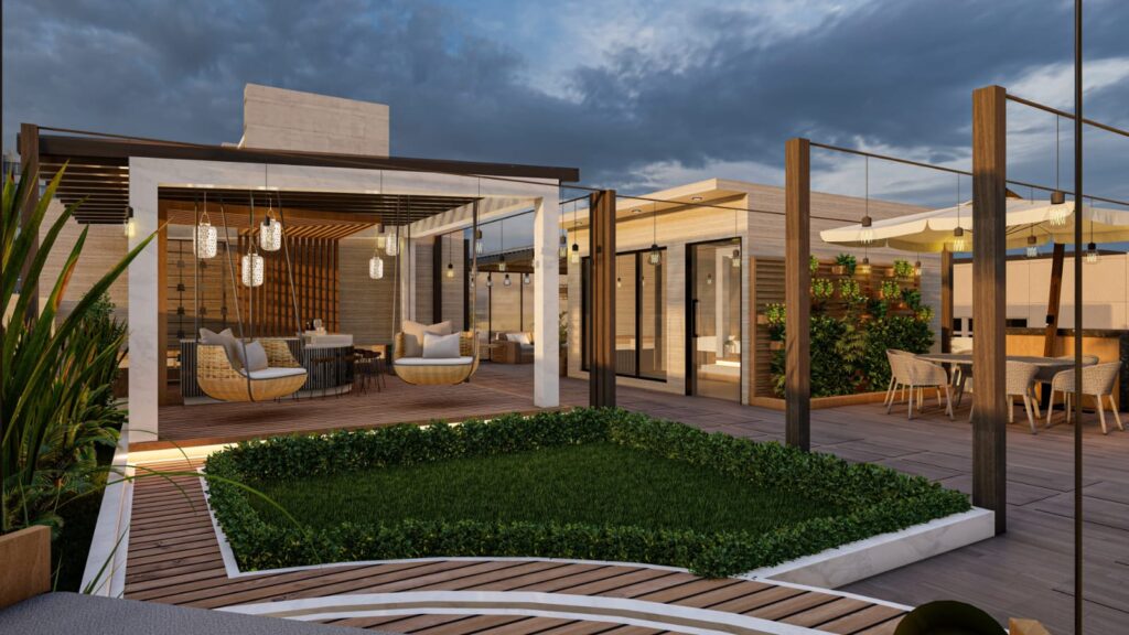 Manal Arcade commercial building illuminated at B-17 Markaz Islamabad