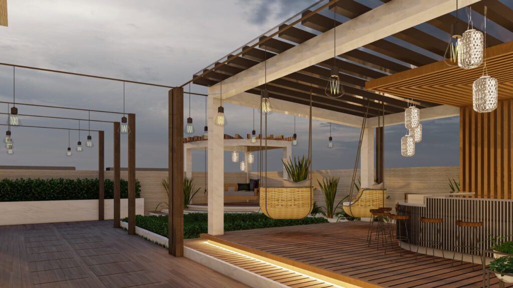 Manal Arcade commercial building illuminated at B-17 Markaz Islamabad